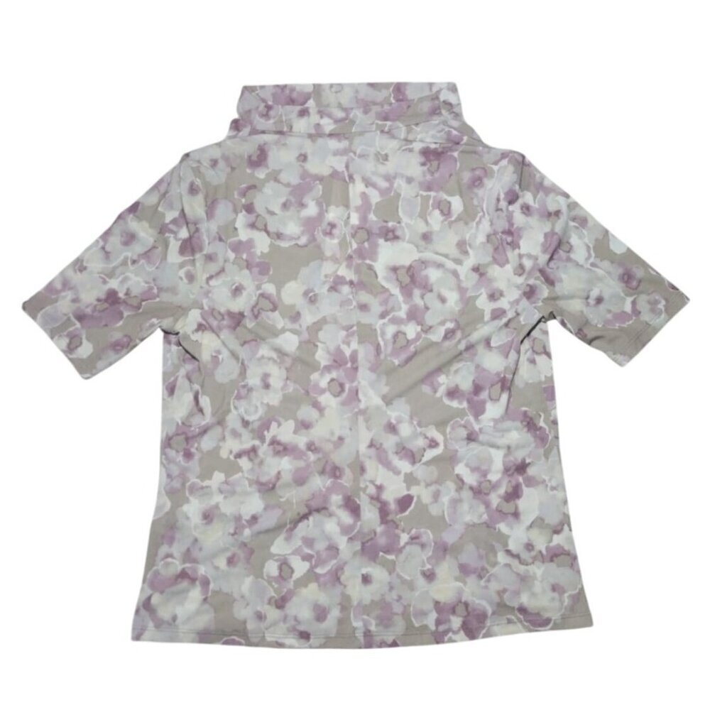Calvin Klein Womens Floral Short Sleeve Top Polyester/Spandex Blend, Size S, NWT